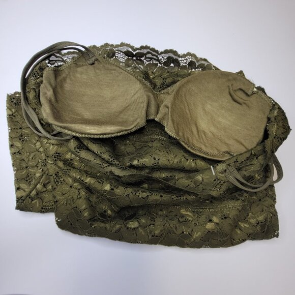 Olive Green Tank Top Lace Camisole SIZE M - Stretchy Top -  NEW - Picture 4 of 8